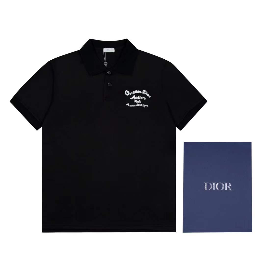 Dior Atelier black cotton piqué polo shirt