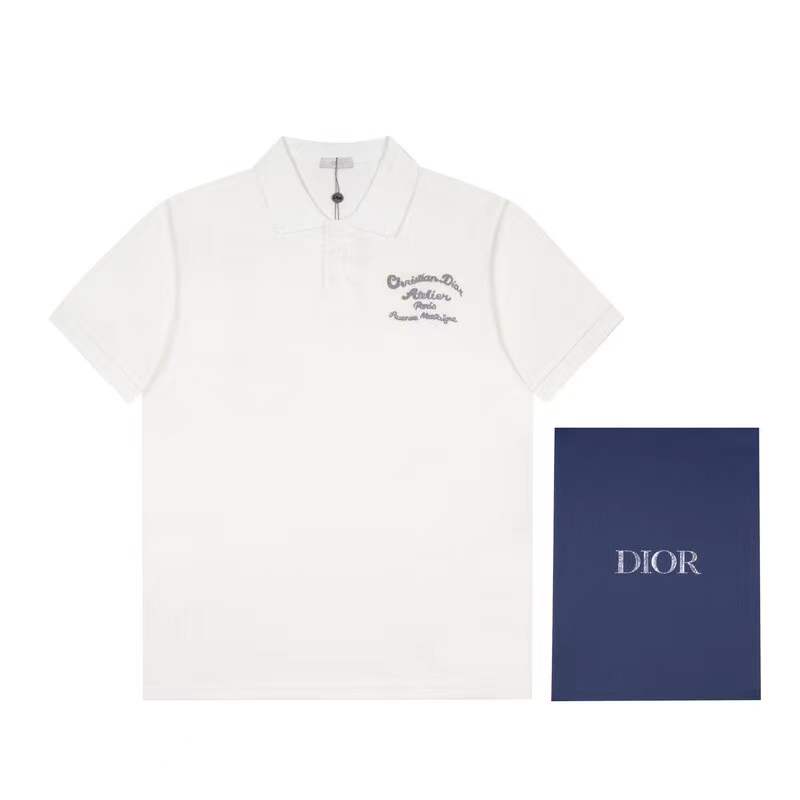 Dior Homme white cotton piqué Atelier embroidered polo shirt