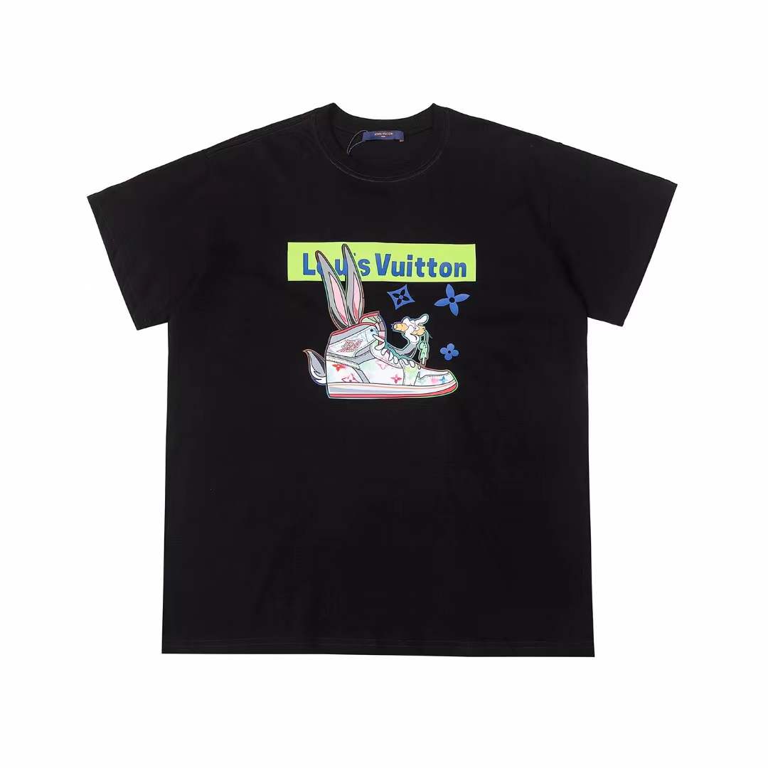 LV T-shirt featuring a graphic print of a rabbit character in a sneaker