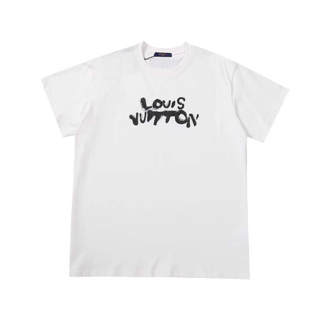 LV Print T-Shirt in cotton jersey with a brushed-effect signature logo