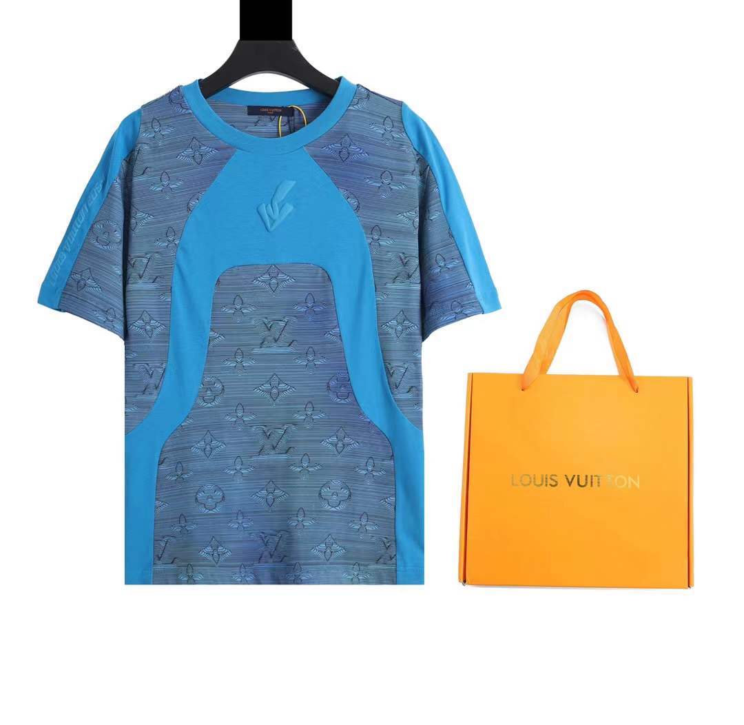 LV Intarsia Printed T-Shirt in blue