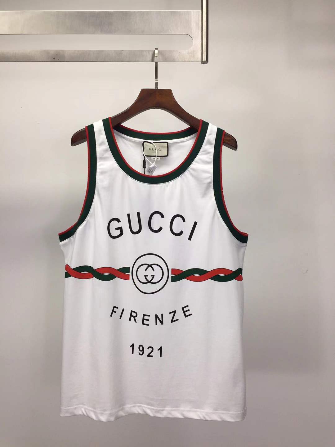 Gucci white cotton jersey Gucci Firenze 1921 tank top.