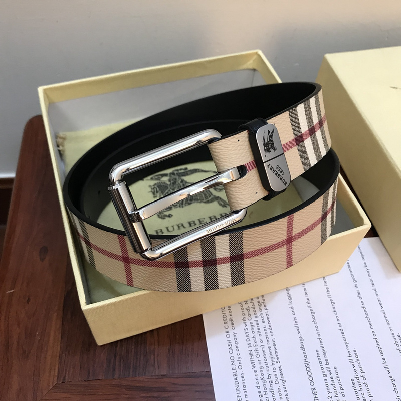 Burberry Brown Checks Leather Reversible Belt