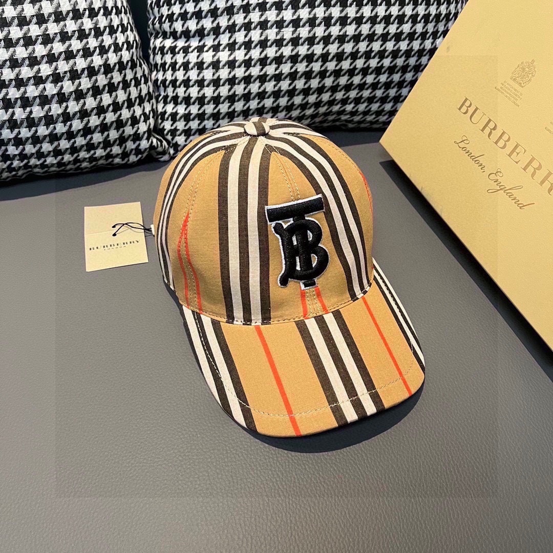 Burberry Monogram Motif Icon Stripe Cotton Baseball Cap