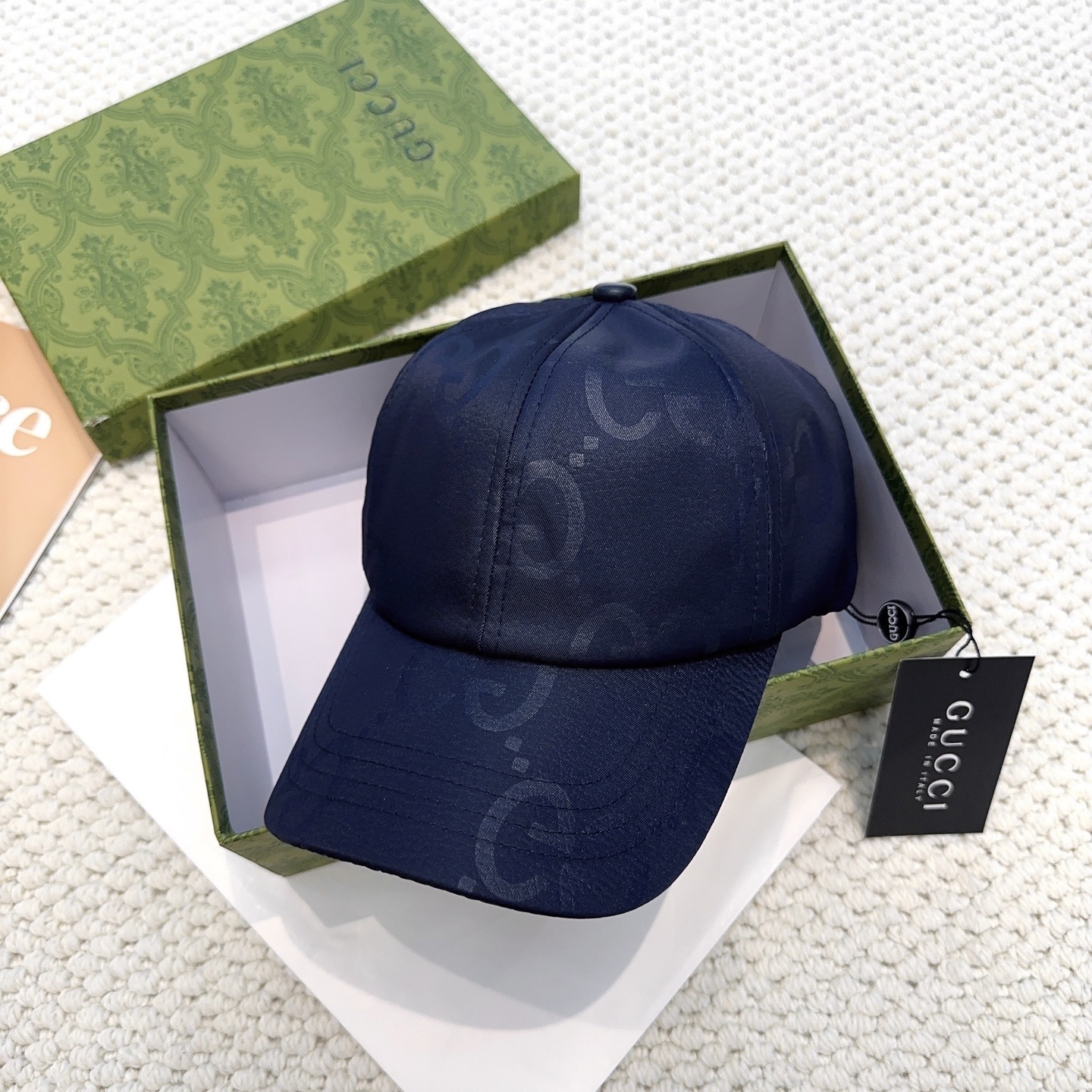 Gucci GG nylon baseball hat in navy blue