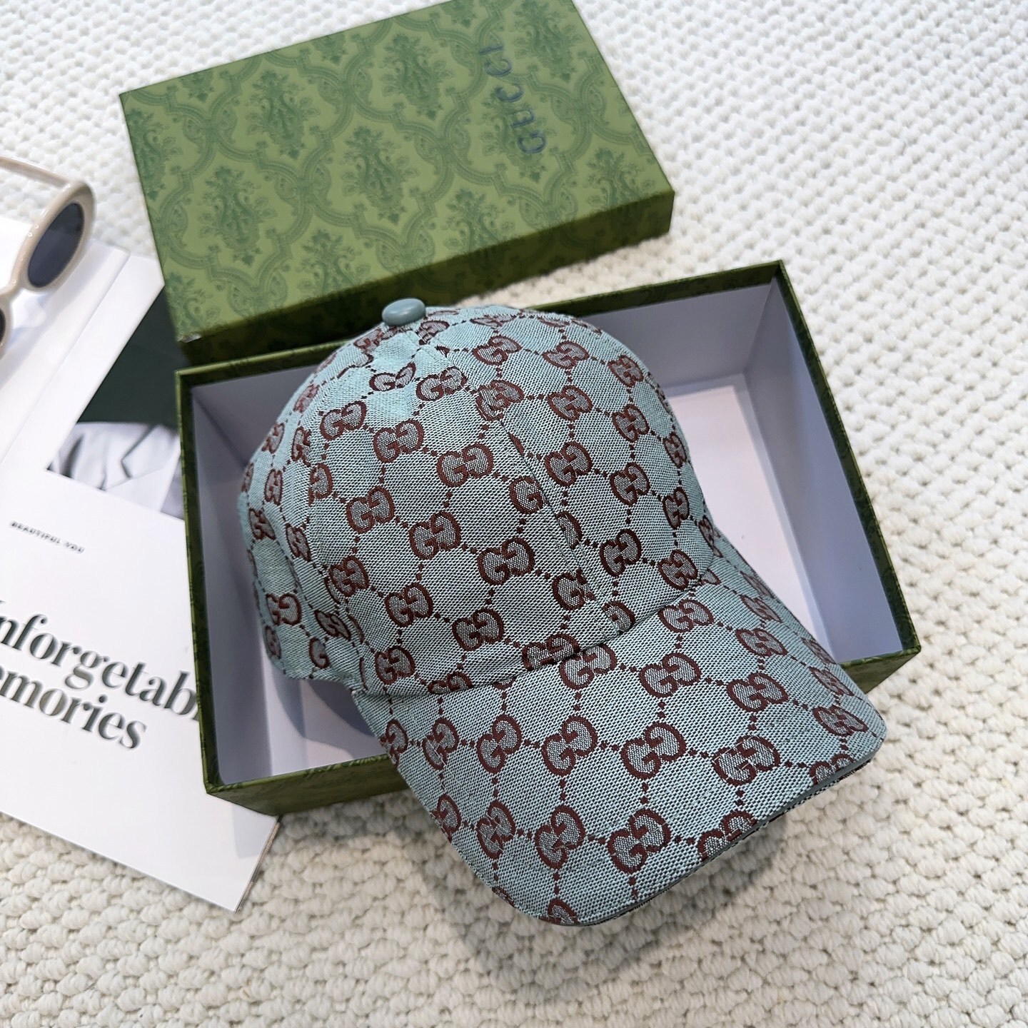 Gucci GG canvas baseball cap in blue cotton canvas