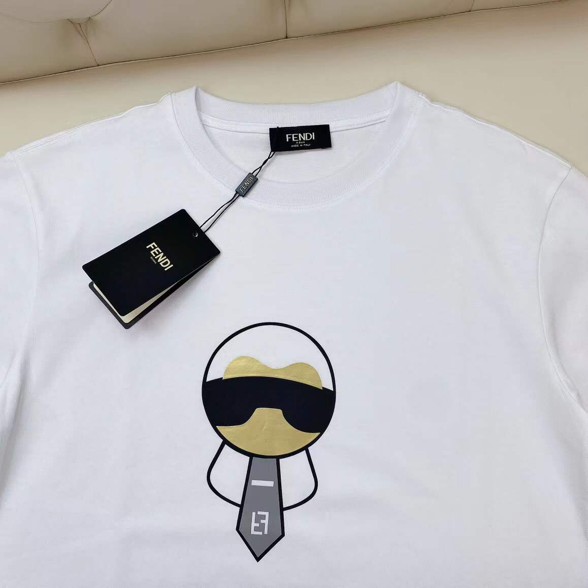 Fendi x Karl Lagerfeld "Karl Monster" or "Karlito" cotton T-shirt in white