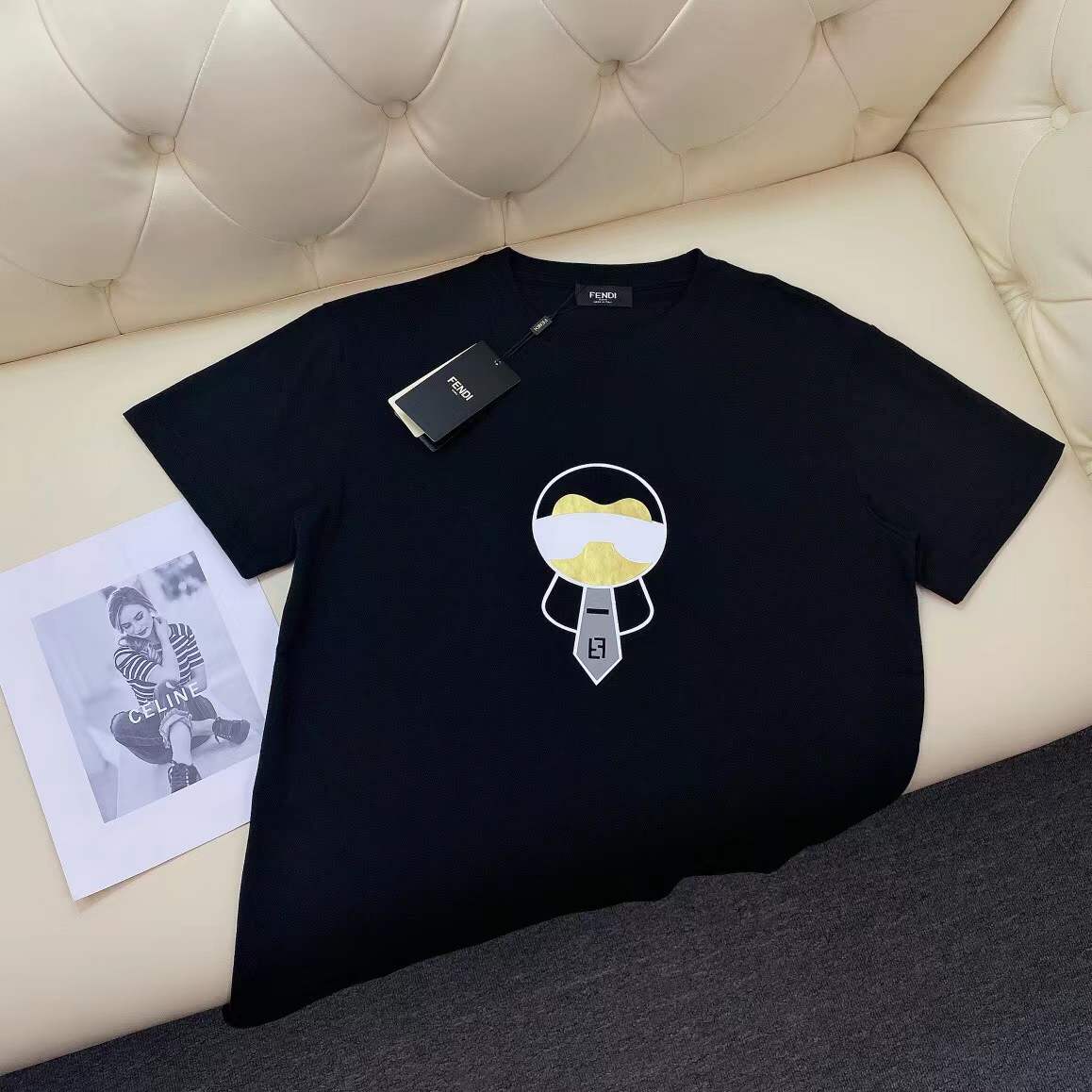 Fendi x Karl Lagerfeld "Karlito" embellished cotton T-shirt