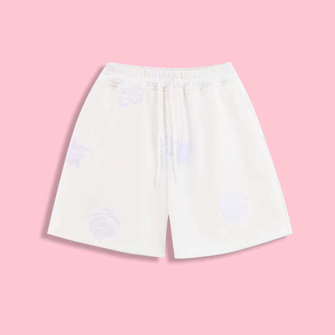 LV Denim Tears Mono Cotton Wreath Shorts in white cotton.