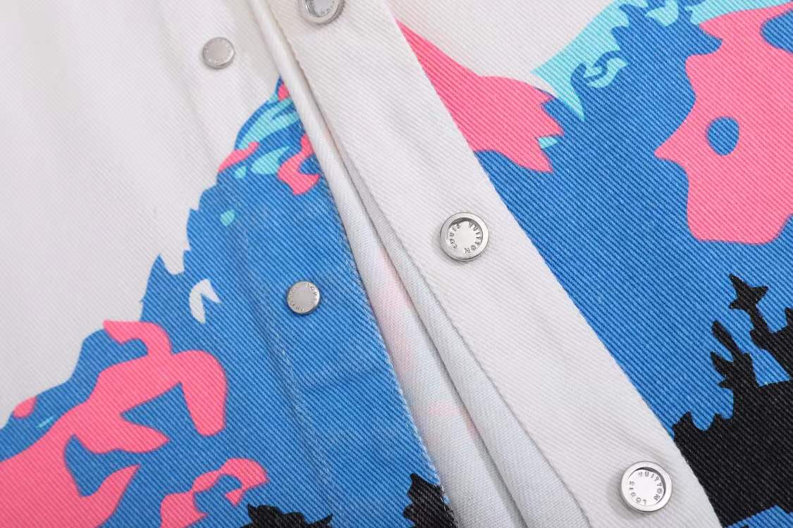 LV Landscape short-sleeved denim shirt in multicolor cotton