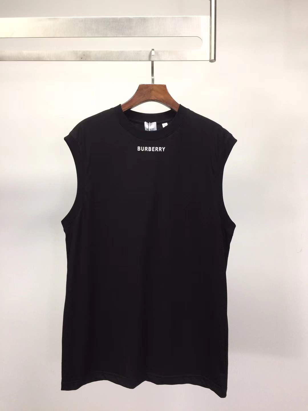 Burberry ribbed stretch-cotton tank top with logo print.