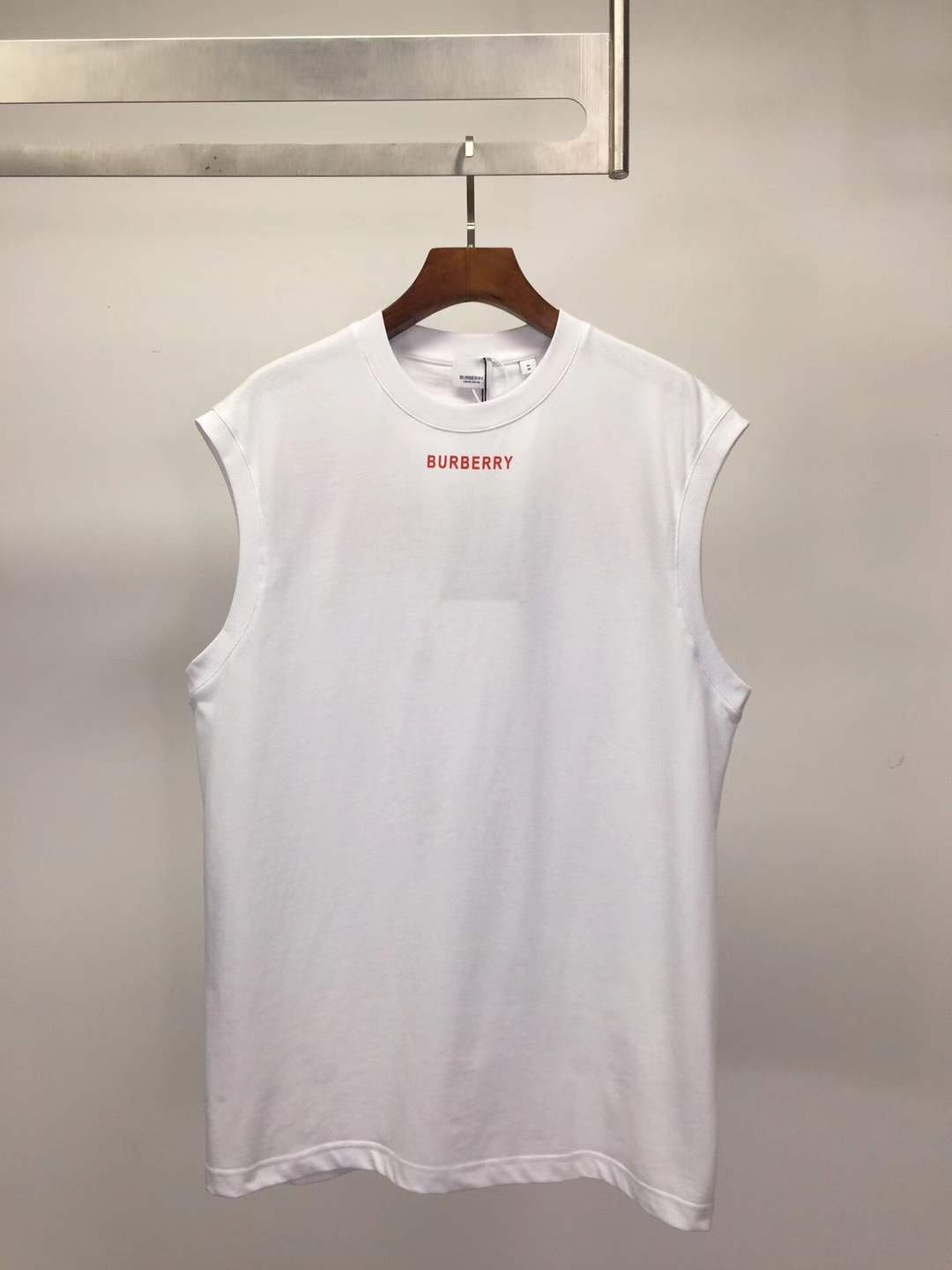 Burberry Sleeveless Cotton Oversized Top in white.