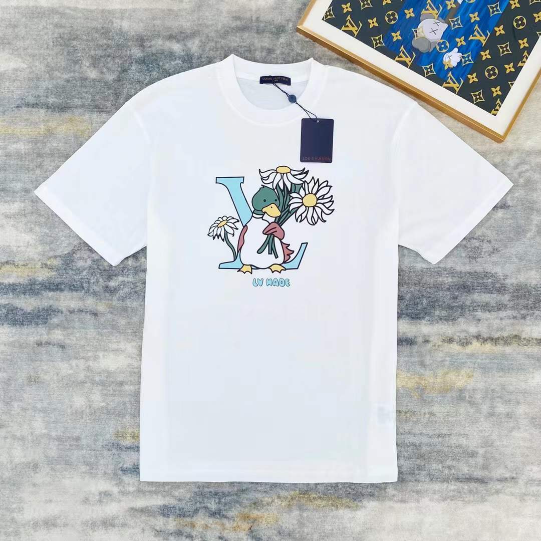 LV x Nigo "LV Made" Duck Graphic T-shirt in white cotton.
