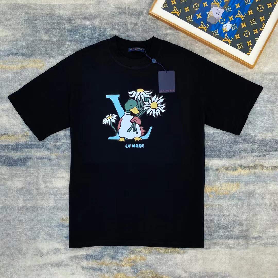 LV x Nigo "LV Made" Duck Graphic T-shirt in black cotton.