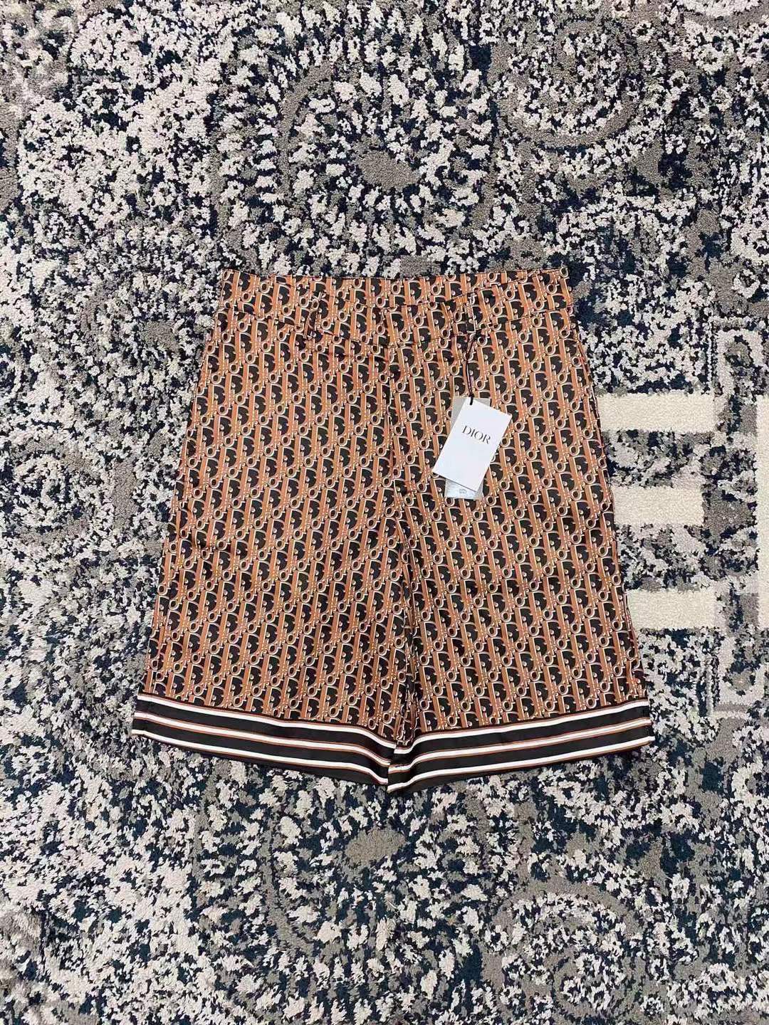 Dior Oblique Bermuda Shorts in brown silk twill.