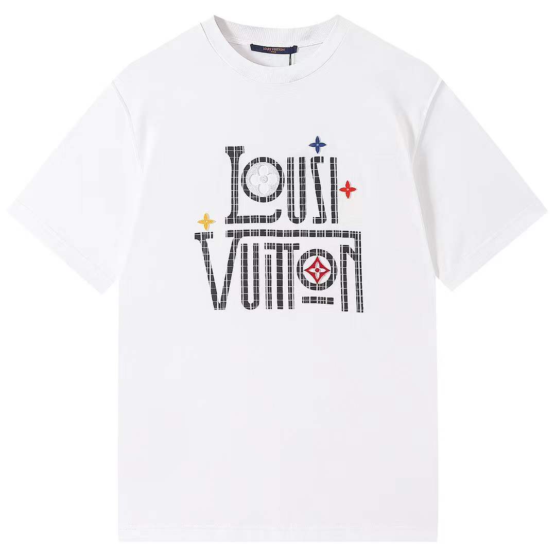 LV white cotton crew neck t-shirt