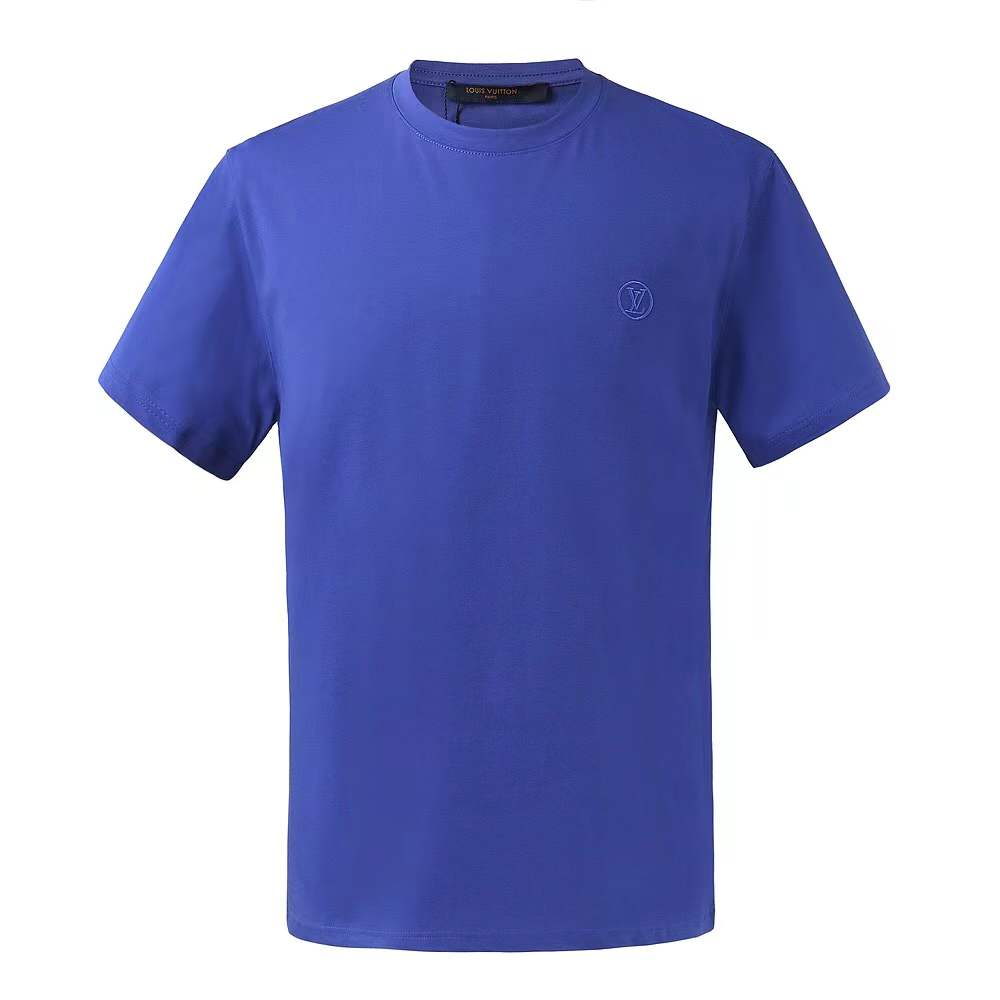 LV  T-shirt with an embroidered logo in blue.