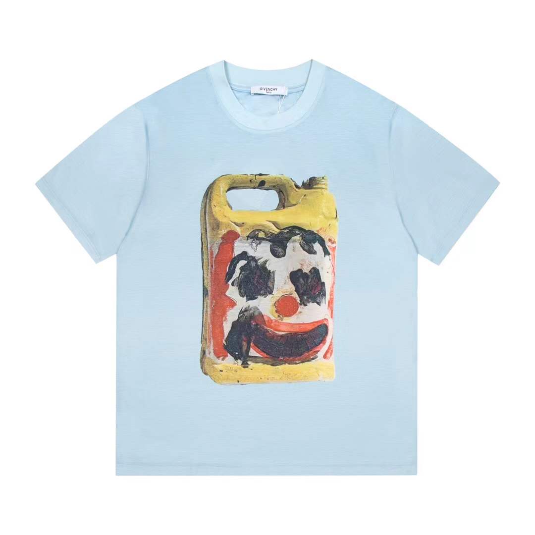 Givenchy x Josh Smith graphic-print cotton T-shirt light blue "jerry can" or "ceramic" print