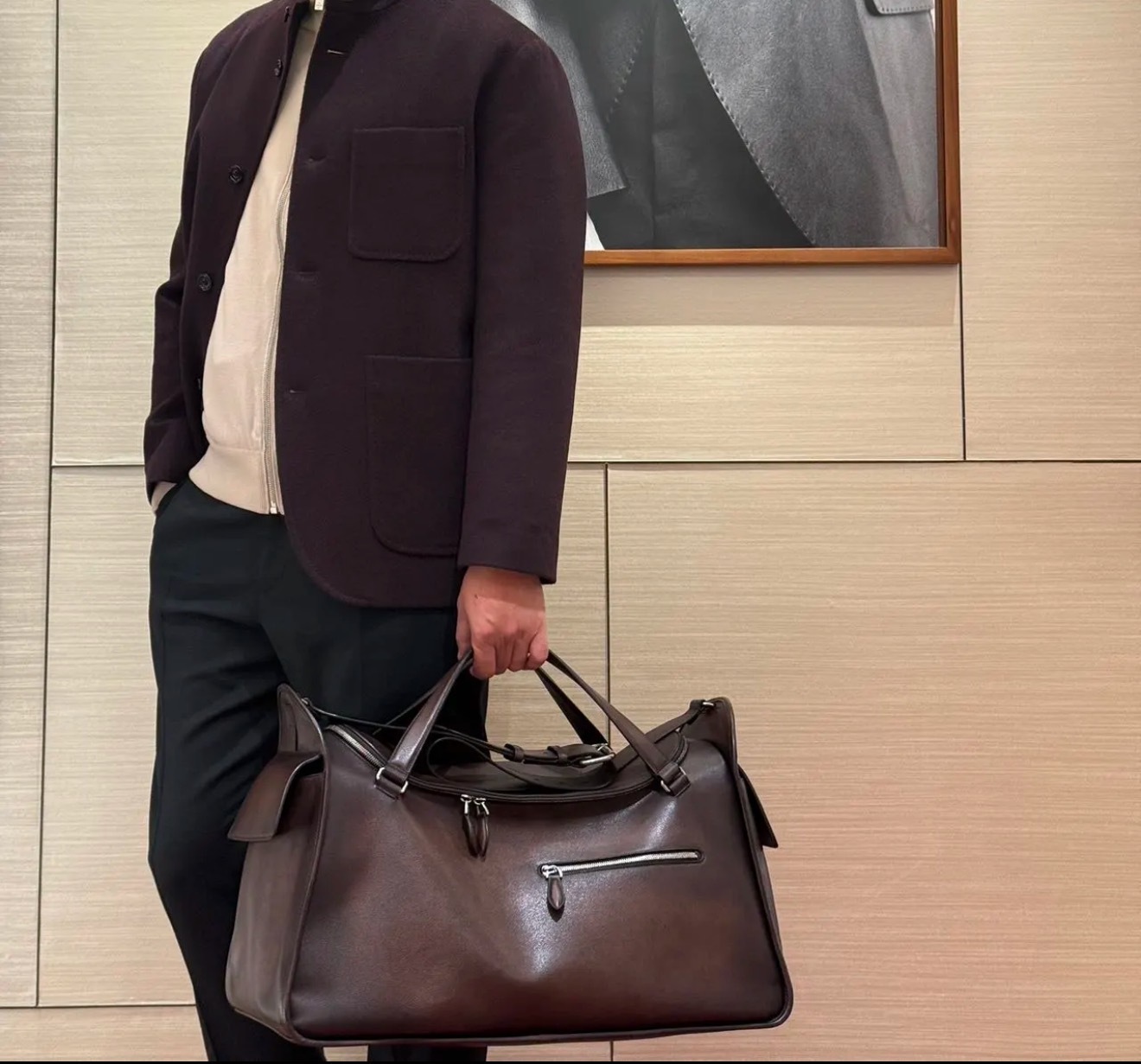 Berluti Périple Full-Grain Venezia Leather Weekend Bag in brown