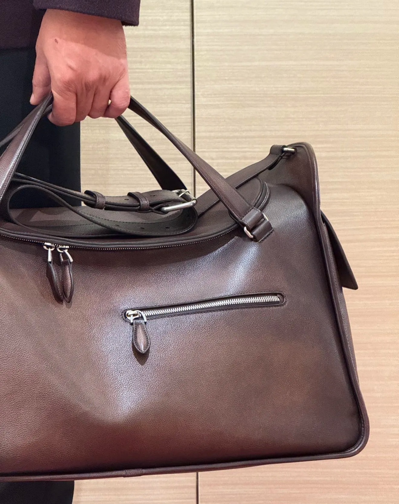 Berluti Périple Full-Grain Venezia Leather Weekend Bag in brown