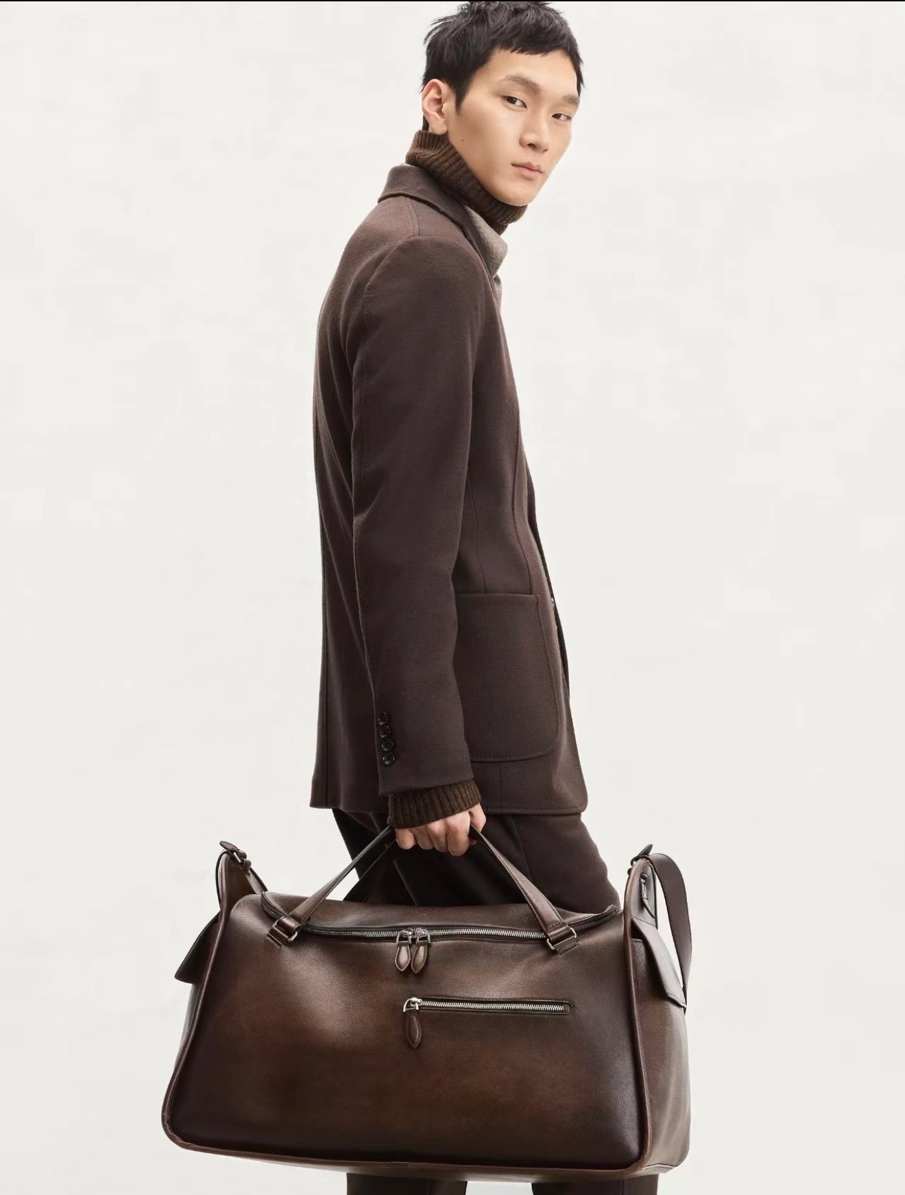 Berluti Périple Full-Grain Venezia Leather Weekend Bag in brown