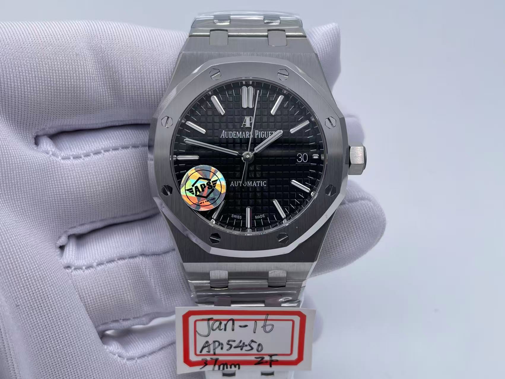 Royal Oak 37mm 15450 SS ZF 1:1 Best Edition Black Textured Dial on SS Bracelet SA3120 Super Clone $468