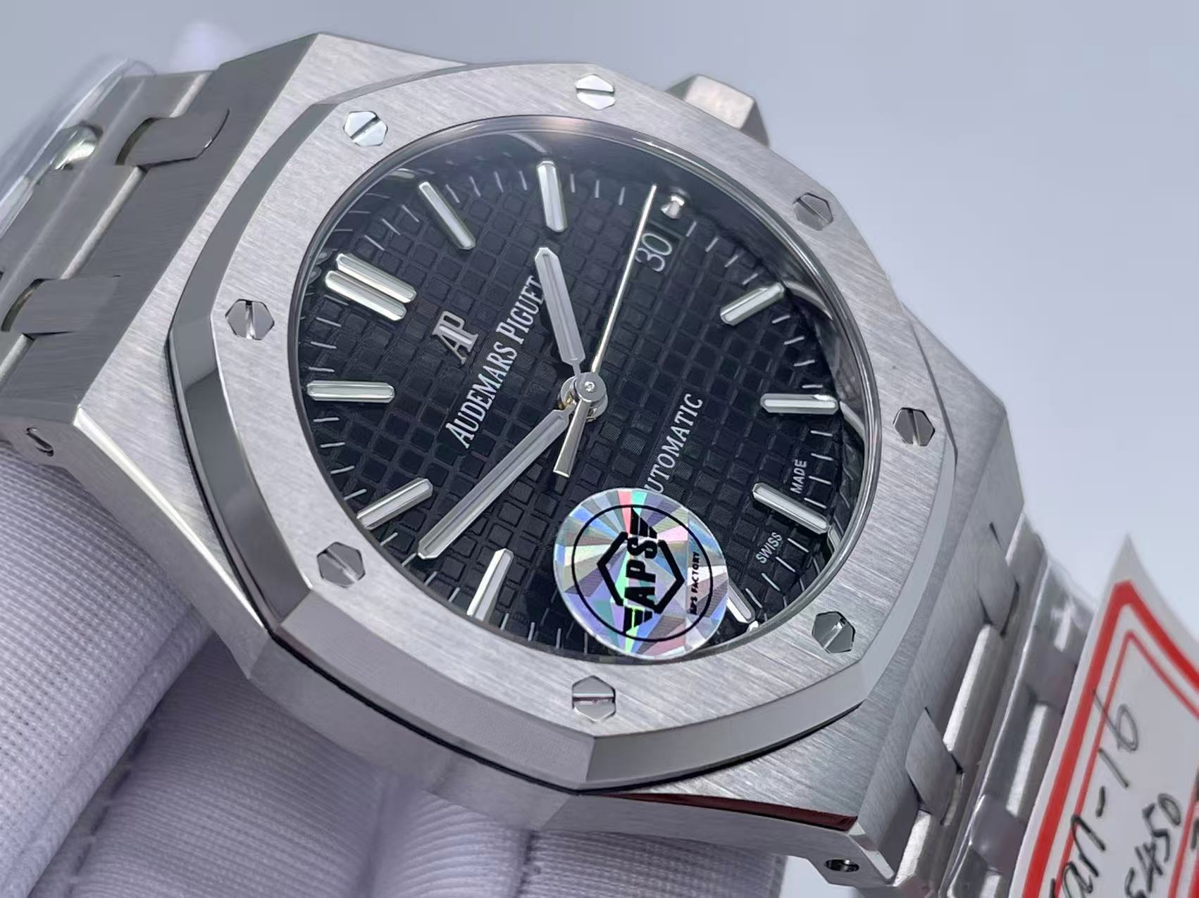 Royal Oak 37mm 15450 SS ZF 1:1 Best Edition Black Textured Dial on SS Bracelet SA3120 Super Clone $468