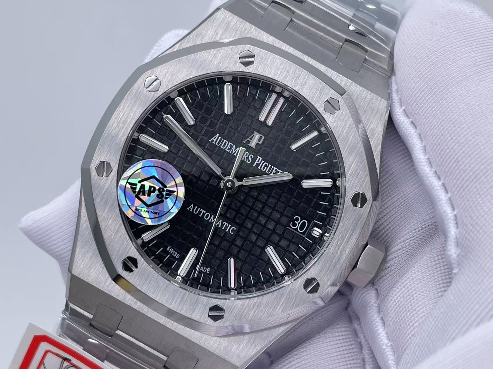 Royal Oak 37mm 15450 SS ZF 1:1 Best Edition Black Textured Dial on SS Bracelet SA3120 Super Clone $468