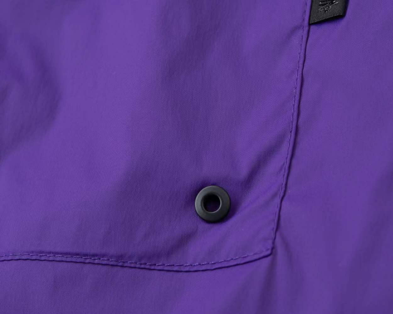 Moncler men's purple logo patch nylon swim shorts