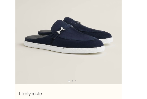 Hermès Likely mules in marine blue suede calfskin with a rubber sole