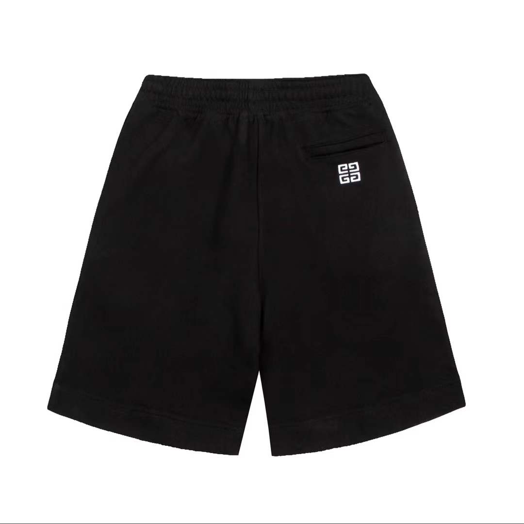 Givenchy black cotton logo-print track shorts with a drawstring waist and two side slit pockets