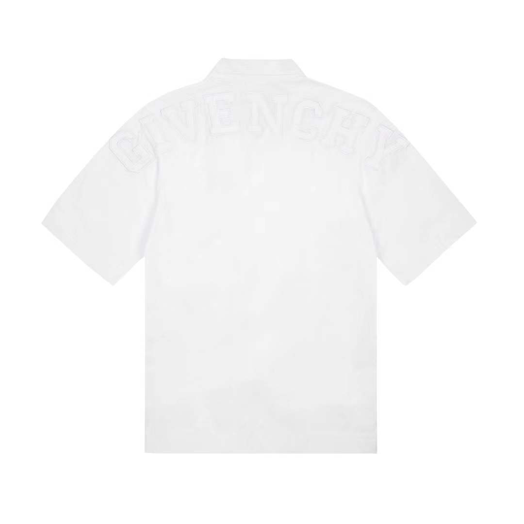 givenchy  logo-print cotton-poplin bowling shirt in white.
