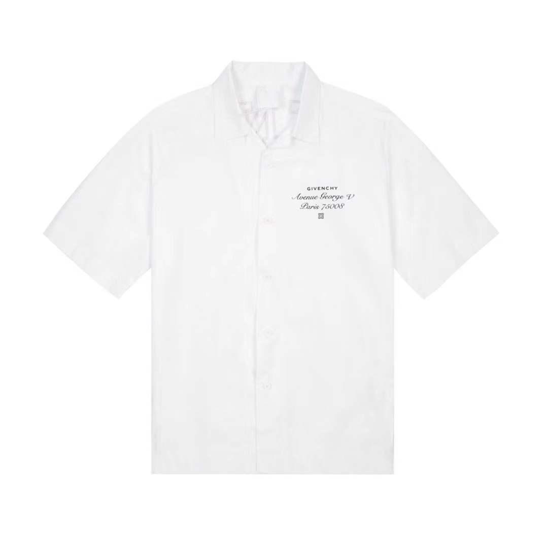 givenchy  logo-print cotton-poplin bowling shirt in white.