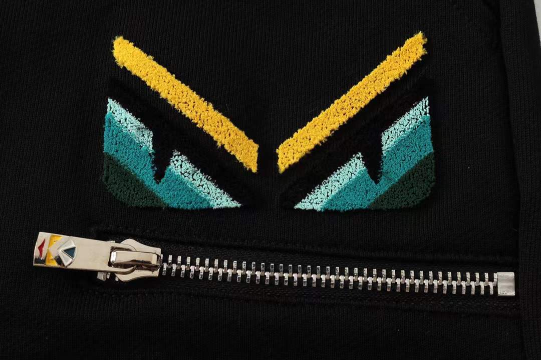 fendi Monster Eyes nylon swim shorts in black/grey.