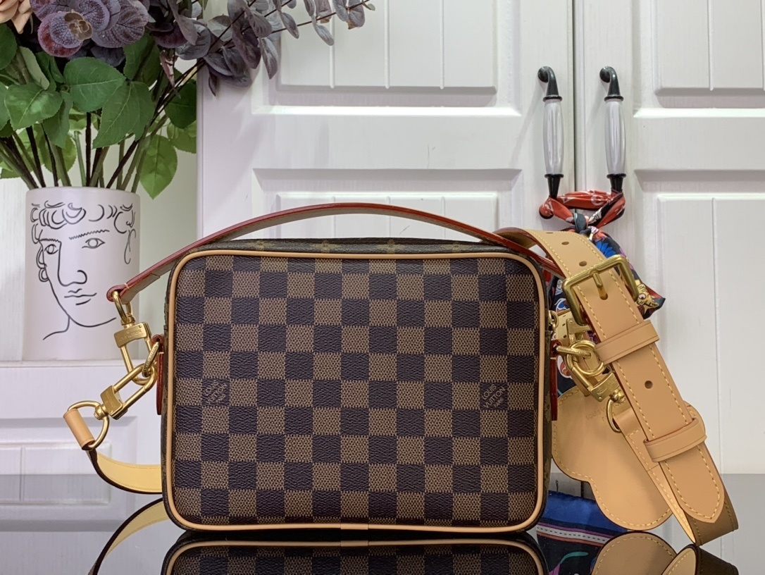 LV x Nigo Nil shoulder bag in brown canvas with gold-tone hardware