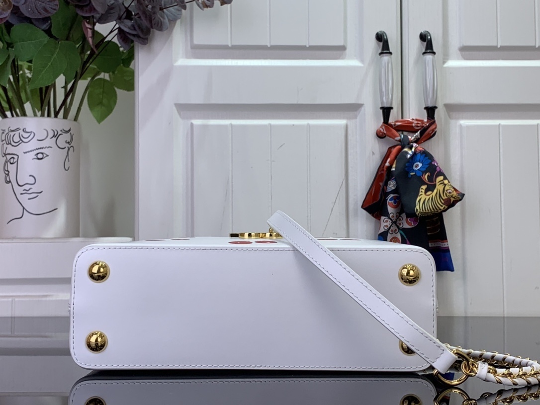 LV x Takashi Murakami Cherry Capucines Mini handbag in white canvas
