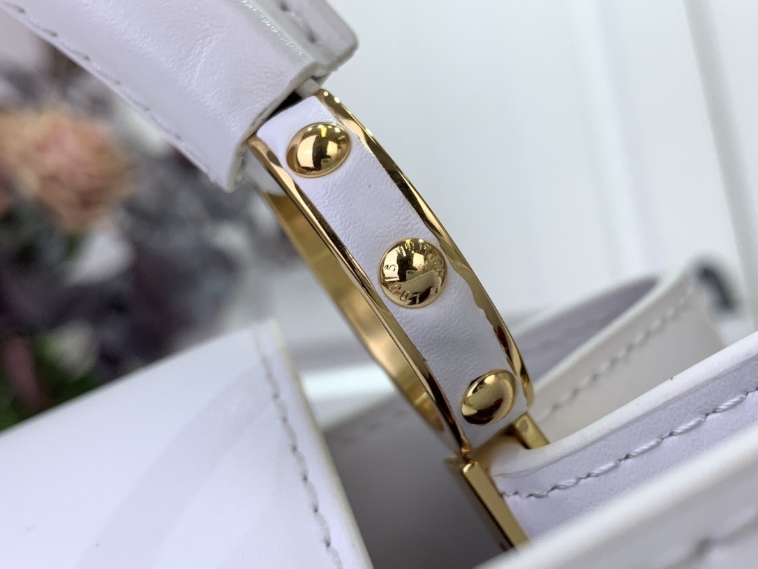 LV x Takashi Murakami Cherry Capucines Mini handbag in white canvas