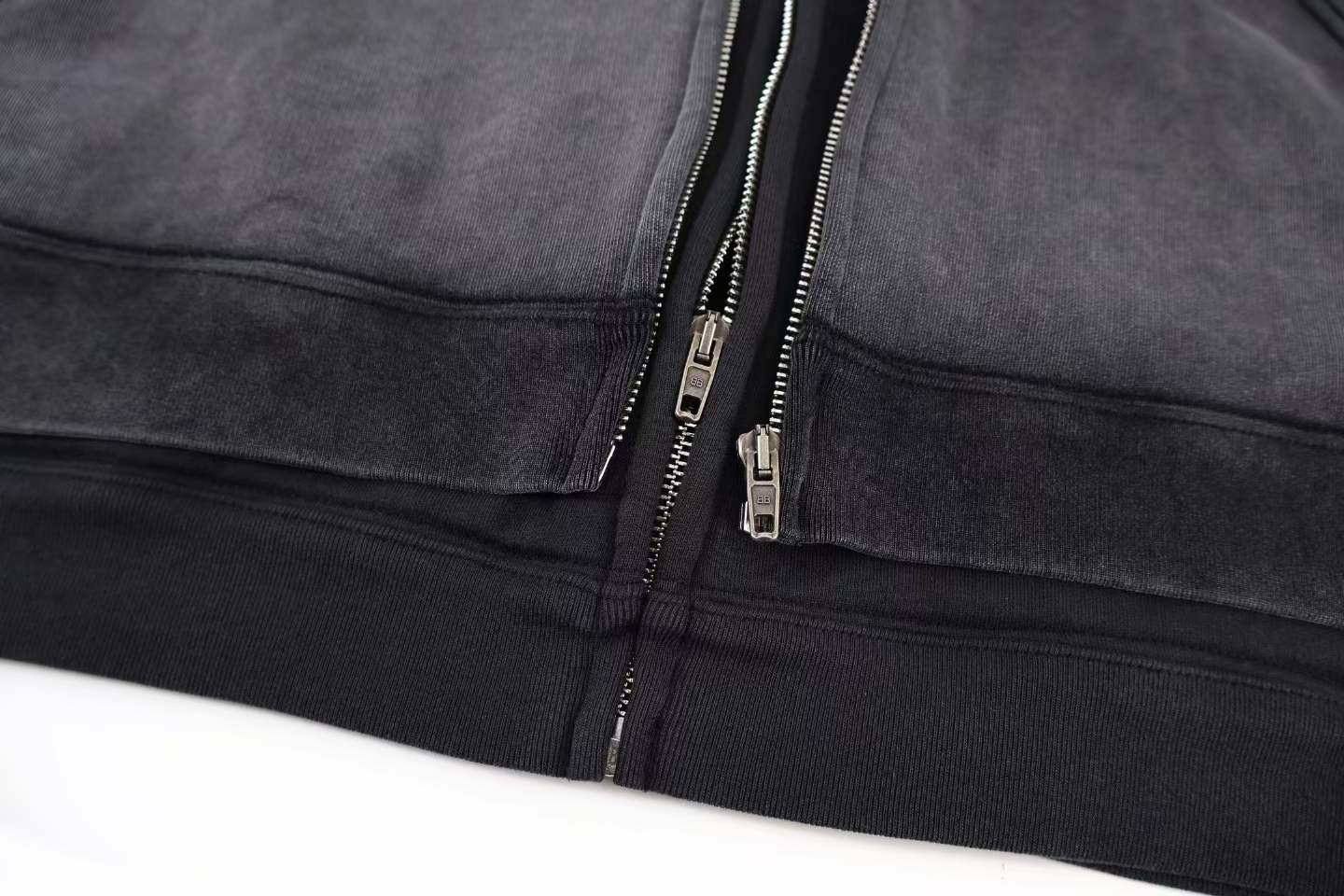 Balenciaga Zip-up Hoodie in a washed grey cotton material.