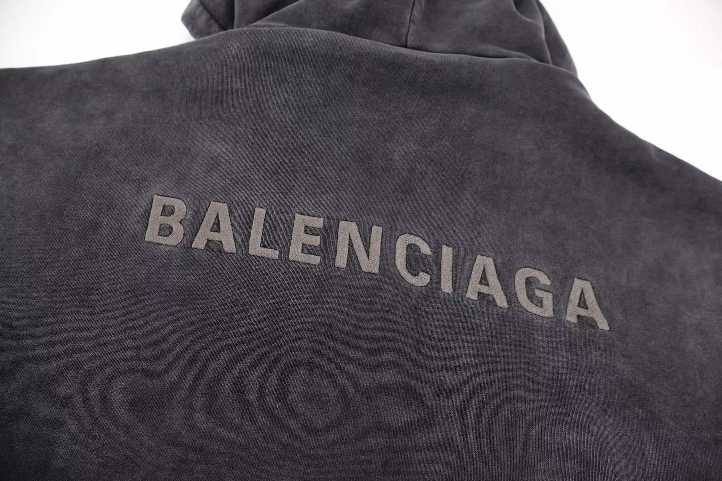Balenciaga Zip-up Hoodie in a washed grey cotton material.
