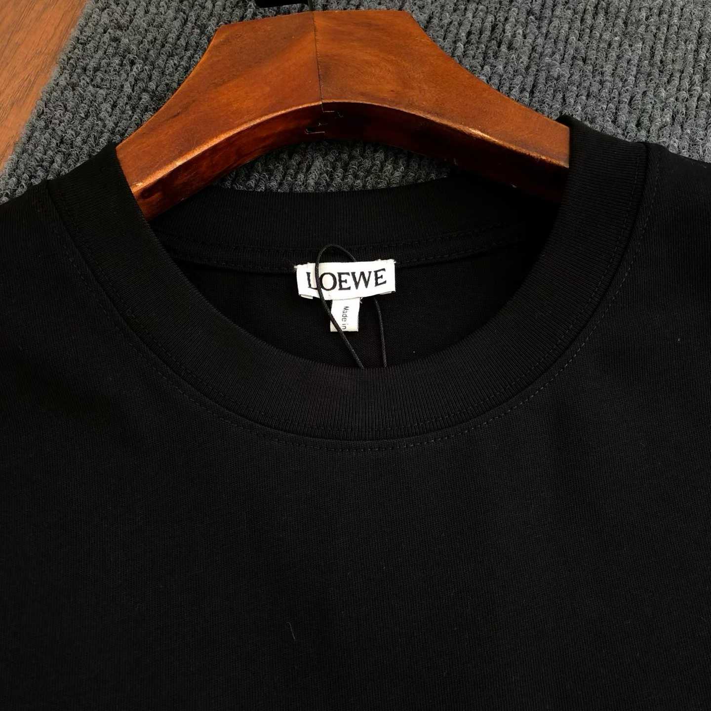 loewe black oversized crew neck t-shirt with a colorful graphic print