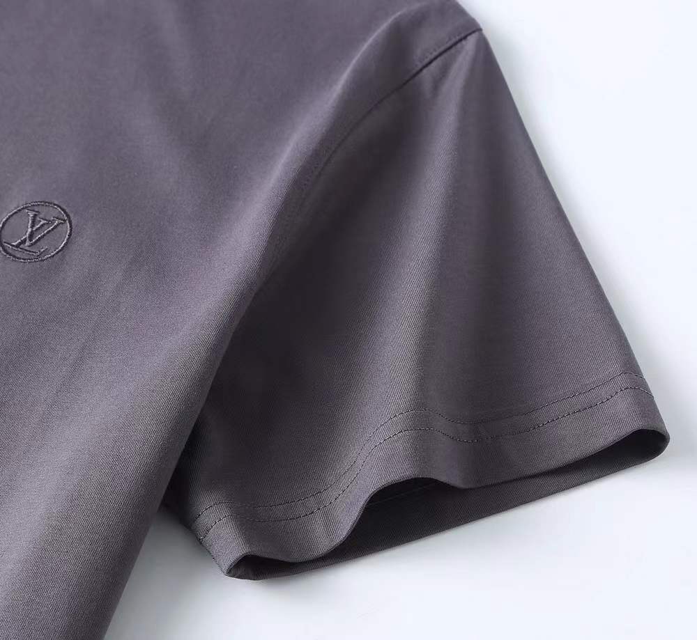 Fendi men's "Air Force Blue" cotton t-shirt with a small logo patch on the chest