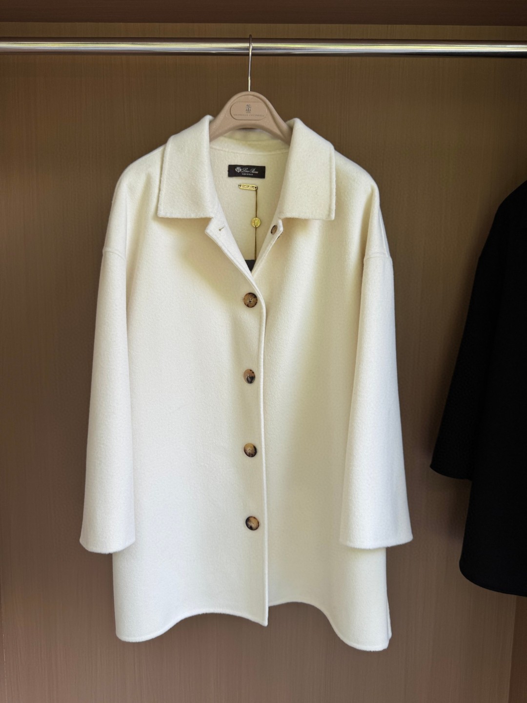 Loro Piana white double-faced cashmere shirt jacket