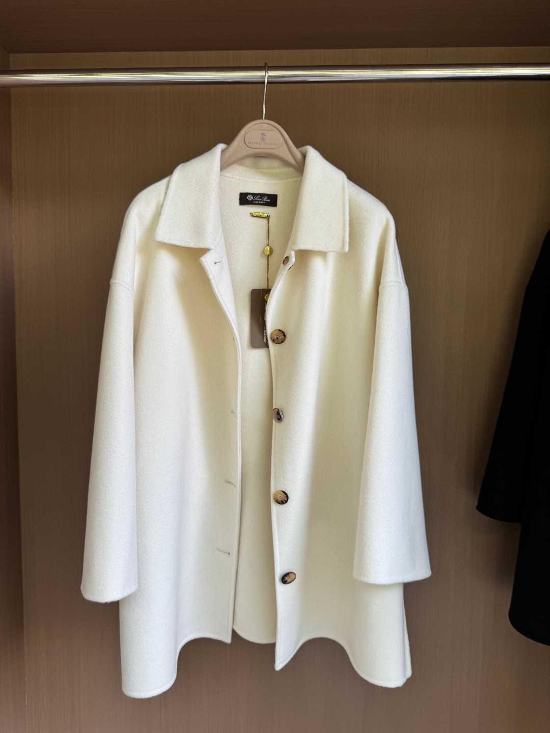 Loro Piana white double-faced cashmere shirt jacket