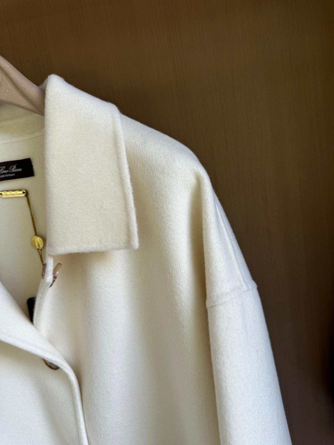 Loro Piana white double-faced cashmere shirt jacket