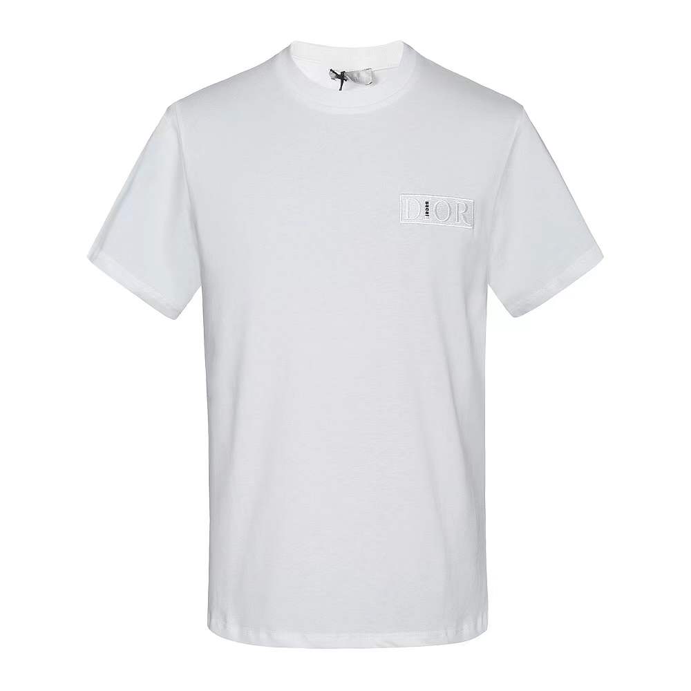 christian dior white cotton crew-neck T-shirt with a chest pocket