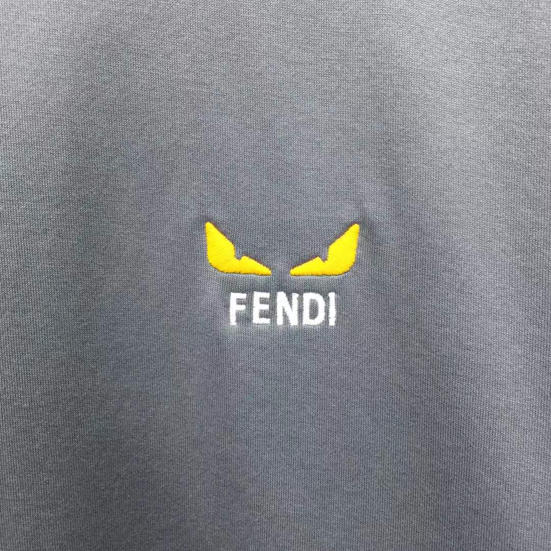 Fendi crew-neck t-shirt with the iconic "Bag Bugs" eye motif embroidered on the chest