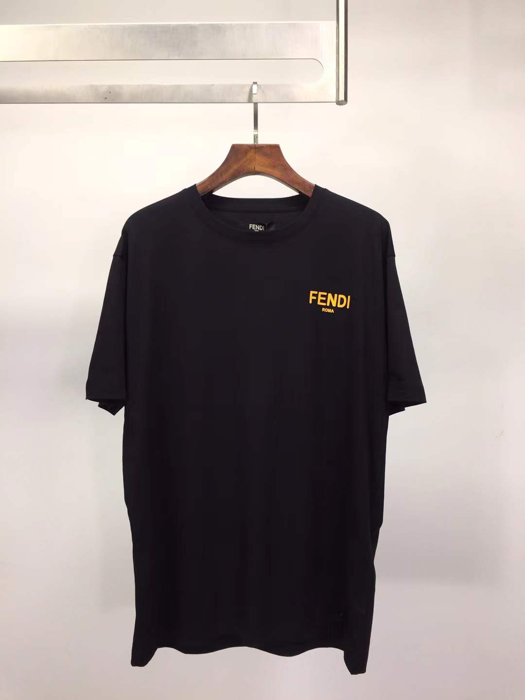 Fendi cotton T-shirt Black with a yellow logo