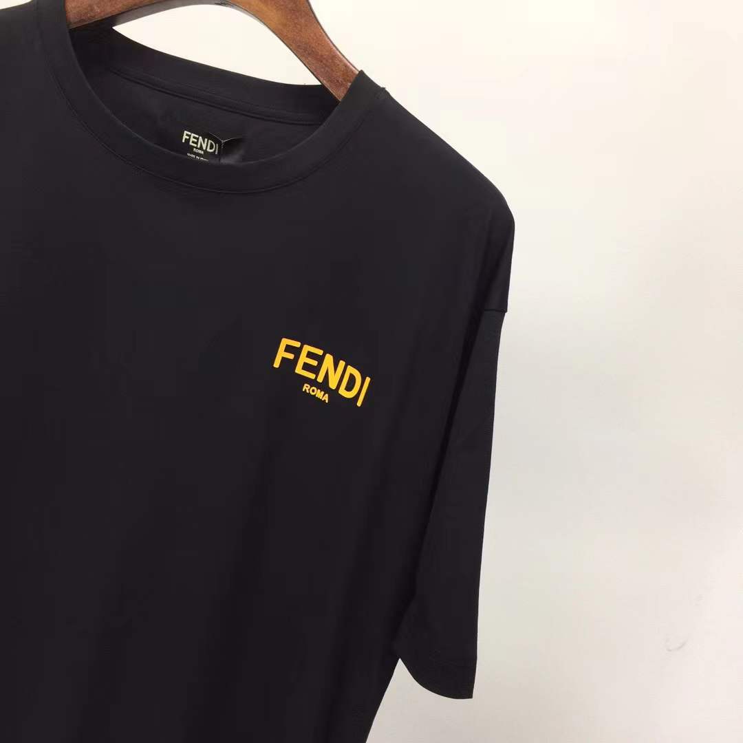Fendi cotton T-shirt Black with a yellow logo
