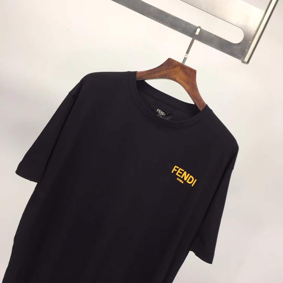 Fendi cotton T-shirt Black with a yellow logo