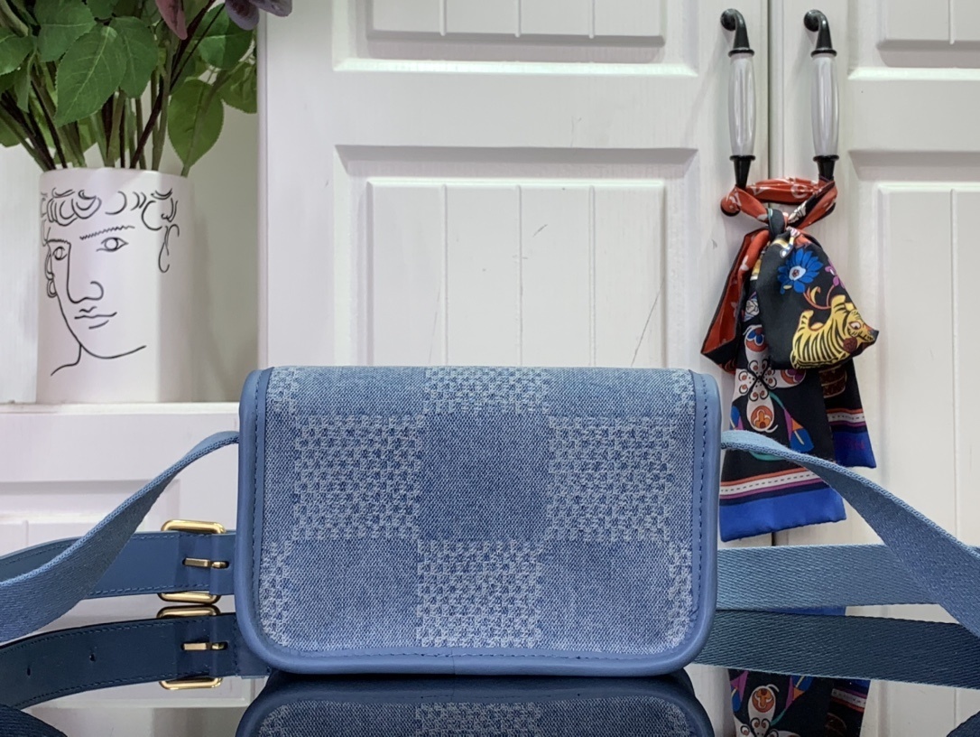 LV Bosphore Wearable Wallet in Damier Denim 3D cotton canvas.